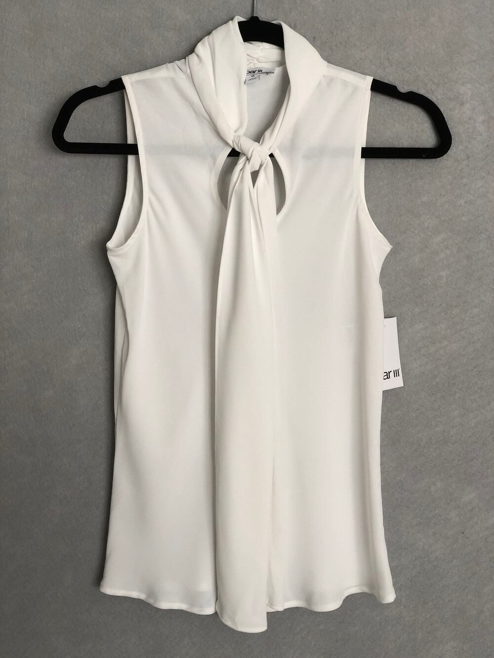 Bar III Sleeveless Top Tie Neck White Women's XS NEW - Picture 1 of 5